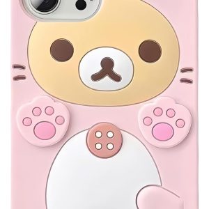 IAIYOXI 3D Cute Cartoon Bear Phone Case for iPhone 13 – Fashionable and Stylish – Funny Pink Bear Design – Soft TPU Protective Case – Kawaii Silicone Cover for Women, Girls, and Kids