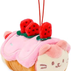Anirollz Stuffed Animal Plush Keychain – Ornament Charm Toy Doll | Soft, Squishy, Warm, Cute, Comfort, Safe | Strawberry Roll Cake Outfitz with Kitty – Birthday Decorations Gift 4″ Kittiroll
