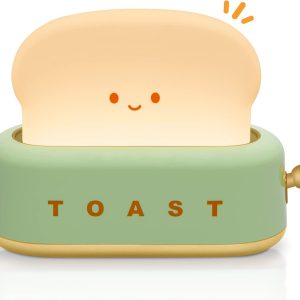 TOOGE Desk Decor Cute Toast Lamp Small Desk Lamp Night Light for Kids Rechargeable with Smile Face Kawaii Decor for Bedroom, Table, Bedside, Desk Gifts for Kids and Adults
