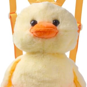 Ximimark 1 pc Cute Mini Little Yellow Duck Design Backpack, Chain Adjustable Strap Cartoon Fluffy Novelty Bag