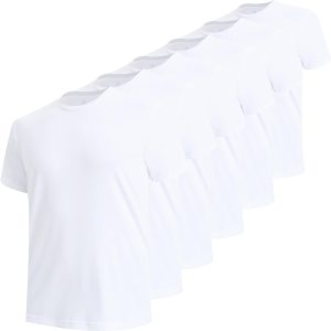 BAMBOO COOL Men’s Undershirts Moisture Wicking Crewneck T Shirts, Breathable Stretch Soft Tees for Men, 6 Pack