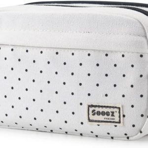 Sooez High Capacity Pencil Case,Durable Pencil Bag Pouch Organizer, Pen Case Portable Journaling Supplies with Easy Grip Handle & Loop, Asthetic Supply for Adults, Black & White