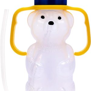 TalkTools Honey Bear Straw Cup with Handle, 7oz – Soft Straw Trainer for Babies & Toddlers 4+ Months – Easy-Grip, Dishwasher Safe.