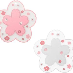 Sakura Coffee Cup Mat Kawaii Coaster 2PCS Cute Cherry Blossom PVC Home Tea Mug Pink Flower Pattern Anti-Skid Pot Bowl Pad Placemat for Desk Drink Table Decor Kawaii Accessories (Small)
