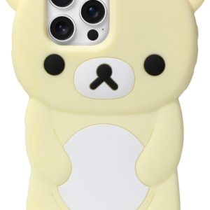 IAIYOXI Soft Silicone Bear Case for iPhone 16 Plus, Cute 3D Cartoon Teddy Bear Designed, Protective Lovely Fun Adorable Fashion Phone Case, Kawaii Cover for Women Girls Kids, Yellow