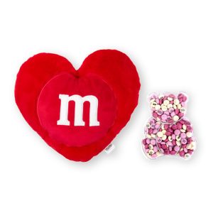 M&M’S Teddy Bear with Heart Pillow Bundle, Unique Gift for Valentine’s Day