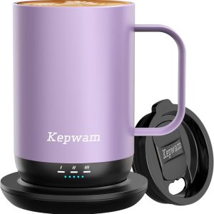 Kepwam Self-Heating Coffee Mug T1, 16oz Rechargeable Heated Coffee Mug, Smart Coffee Warmer Mug with App-Controlled,Advanced Temperature-Controlled Heating Coffee Gifts for Women Men Coffee Lover