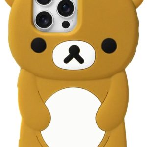 IAIYOXI Soft Silicone Bear Case for iPhone 16, Cute 3D Cartoon Teddy Bear Designed, Protective Lovely Fun Adorable Fashion Phone Case, Kawaii Cover for Women Girls Kids, Brown