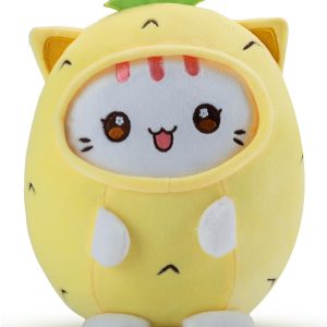 AIXINI Soft Huggable Cat Plush Pillow – Adorable Stuffed Animal for Cuddling, Comfort Gift for All Ages, Ultra Soft Filling, Fluffs Up Easily (Pineapple Cat, Medium Size)