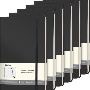 Comix 6 Pack Lined Journal Notebooks for Work, 240 Pages, 5.5″x8.3″, Black, Hardcover, A5 Medium College Ruled, Journaling Notebooks for Notes-taking, Fits for Office School Home