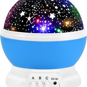 RICTLY Night Light for Kids, Kids Night Light Nebula 360 Degree Rotation – 4 LED Bulbs 12 Light Color Star Projector Changing with USB Cable, Romantic Gifts for Men Women Children