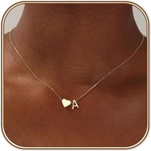 Turandoss Heart Initial Necklace for Women Teen Girls – 18K Gold Plated Letter A-Z Pendant Necklace Dainty Heart Necklaces Tiny Initial Necklaces Birthday Gifts for Women Jewelry
