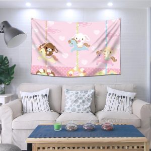 eksent Sugar Cute Animals Flag 4 Brass Grommets Wall Hanging. Wall Art for Living Room Bedroom Home Decor 3 * 5FT