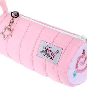 Pink Kawaii Pencil Case, Cream Roll Cartoon Large Capacity Cute Pencil Bag with Zipper, Cat Makeup Organizer Storage Box Office Stationery Nice Gift Stocking Stuffers