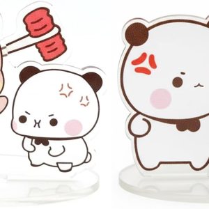 YOKUSHI 2 Pcs Bubu and Dudu Knocking Tabletop Decorations, Cute Cartoon Bears Acrylic Placement Decor for Car Dashboard Office Desk Ornaments Gifts