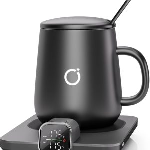 Coffee Mug Warmer & iKago Mug Set, Accurate Temperature Control Smart Heated Mug for Desk, Electric Coffee Warmer with Auto Shut Off & Real-Time Temp Display, Gifts for Men Women, 15oz Ceramic Mug