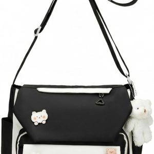 PRLINJSK Cute Messenger Bag, Kawai Purse Gift for Teen Girls Women, Crossbody Shoulder Tote Bags with Accessories
