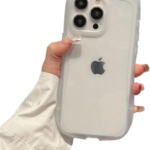 Compatible with iPhone 13 & iPhone 14 Case Cute Kawaii 3D Cat Ears Girls Women Clear Flexible Soft TPU Transparent Shockproof Protective Phone Case Cover for iPhone 13& iPhone 14-Clear