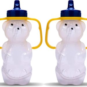 TalkTools Honey Bear Straw Cup with Handle, 7oz – Soft Straw Trainer for Babies & Toddlers 4+ Months – Easy-Grip, Dishwasher Safe (2pack)