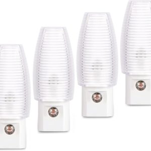 Emotionlite Plug in Night Light, Warm White LED Nightlight, Dusk to Dawn Sensor, Kids, Nursery, Bedroom, Bathroom,Hallway, Stairs, Kitchen, 4 Pack