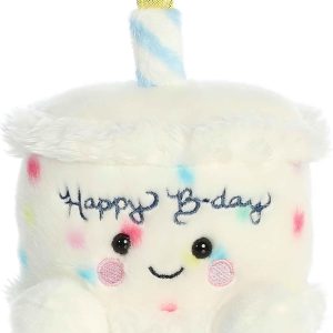 Aurora® Adorable Palm Pals™ Happy B’Day Cake Stuffed Animal – Fun Collectible Plush for Kids and Adult Collectors – Perfect for Decorating Rooms and Birthday Gifts – White 5.5 Inches