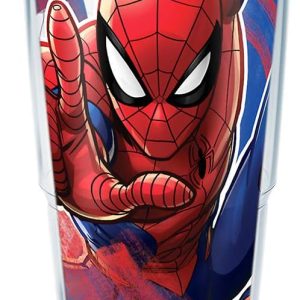 Tervis Marvel Spider-Man Iconic Made in USA Double Walled Insulated Tumbler Travel Cup Keeps Drinks Cold & Hot, 24oz, Classic, 1 Count (Pack of 1)