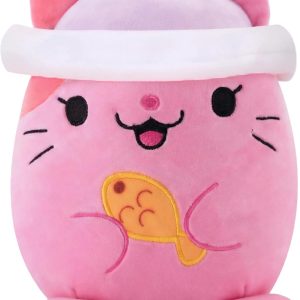 AIXINI Animal Plush Toys Set – Panda, Brown Bear, Bunny, Corgi, Pink Cat with Cute Hats, Soft Stuffed Animals for Kids, Christmas Birthday Gifts (Pink Cat, Medium Size)