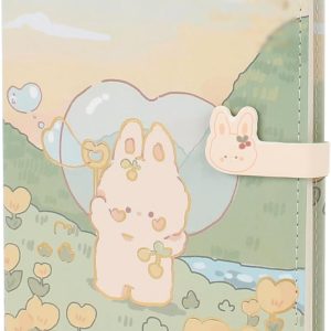 Cute Cartoon Notebook Kawaii Journal Notebook Japanese Sketchbook Leather Cover Diary Notepad Travel Notebook,Green