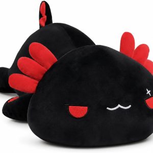 Axolotl Stuffed Animal, Cute Halloween Plush Toy Pillow, 11.8 Inch Soft Kawaii Plushie in Black, Gifts for Adults Kids Boys Girls