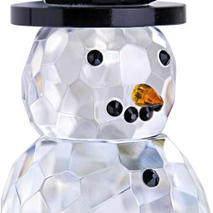 Crystal Snowman Figurines Collectibles with Top Hat Christmas Decor Paperweight