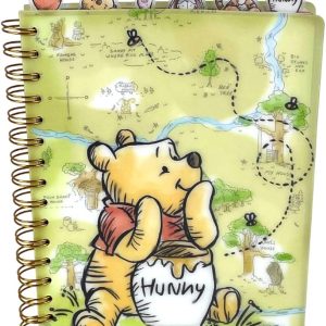 Innovative Designs Disney Winnie The Pooh Tab Journal Notebook, Spiral Bound 144 Lined Pages, 8 x 7 in, Spiral Notebook with Cute Dividers and Vinyl Cover
