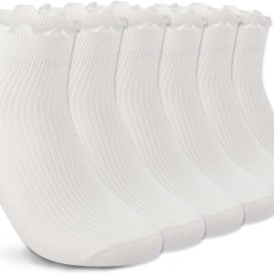 DarkCom Ruffle Socks Womens 6 Pairs Cute Ankle Lettuce Edge Frilly Crew Socks