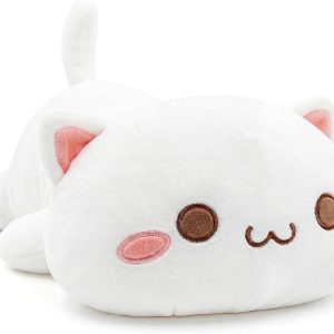 Onsoyours Cute Kitten Plush Toy Stuffed Animal Pet Kitty Soft Anime Cat Plush Pillow for Kids (White Cat, 12″)