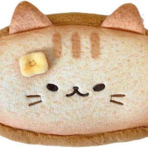 Super Cute Lovely Lucky Bread Toast Cat Pencil Case, Big Capacity Large Soft Plush Happy Kitty Fluffy Clothes Zipper Pencil Box Case, Makeup Bag Office Storage Holder Pouch Pen Bag -Ginger Cat