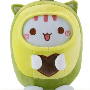 AIXINI Soft Huggable Cat Plush Pillow – Adorable Stuffed Animal for All Ages, Ultra-Soft Filling, Comfort Gift for Kids, Friends & Family, Perfect for Cuddling and Decor (Avocado Cat, Medium Size)