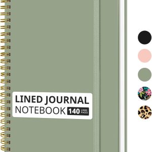 Taja Lined Spiral Journal Notebook for Women & Men, 140 Pages, College Ruled Hardcover Notebook for Work & Note Taking, Journals for Writing, A5(5.7″ x 7.9″) – Green