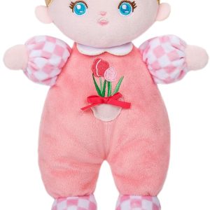 OUOZZZ Soft Baby Doll 10″ Tulip Pink – First Birthday Toys for 1 Year Old Girl, Ideal 1 Year Old Girl Gifts & Baby Girl Gifts, Snuggle Buddy for Infants