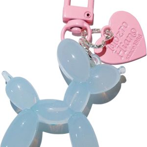 LAEKOU Jelly Balloon Dog Design Keychain for Women, Cute Girls Key Chain, Bag Charms Accessories for Car Purse Backpack