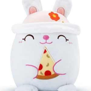 AIXINI Animal Plush Toys Set – Panda, Brown Bear, Bunny, Corgi, Pink Cat with Cute Hats, Soft Stuffed Animals for Kids, Christmas Birthday Gifts (Rabbit, Medium Size)