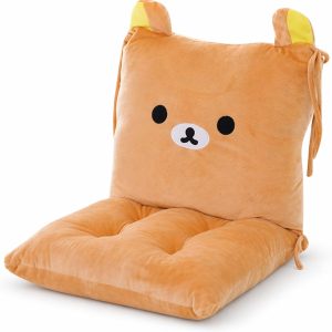 ChezMax Chair Cushion Plush Seat Cushion Back Cushion with Ties Thickened Desk Chair Pads Cartoon Waist Pillow Cushion Decor for Chair Car Office Patio Wheelchair Cartoon Bear