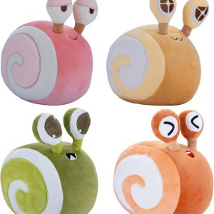 AIXINI 4 Pack Soft Snail Plush Toys Set – Multicolor Cartoon Pillows for Stress Relief, Cute Stuffed Animals for Kids & Adults, Home Decor Gift in Pink, Orange, Green, Yellow (Four-in-one)