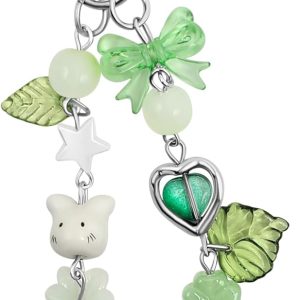 Keychain, Gifts for Animal & Anime Lovers, Y2K Heart Bow Pendant, Women Girls Kawaii Bag Charm