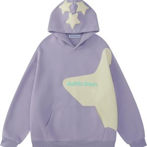 Aelfric Eden Star Graphic Hoodies Print Hoodie Unisex Oversized Hooded Sweatshirt Long Sleeve Pocket Pullover