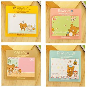 1 Pcs Cute Sticky Note, 20 Pages Portable Cartoon Rilakkuma Pattern Self Stick Note Pads Creative Square Notepad for Office School Supplies (Patterns Shipped at Random)