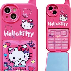 Cartoon Case for iPhone 13 Case, Cute Funny Kawaii Cat Kitty Phone Case 3D Character Soft Silicone Cover Case for Kids Girls and Womens