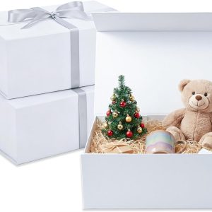 KIAMITH 3 Pack White Magnetic Gift Boxes, 12×8.25×4 Inches Large Luxury Gift Box with Lids, Collapsible Gift Box for Present, Bridesmaid Proposal, Weddings, Birthdays, Groomsmen Boxes, and Graduation