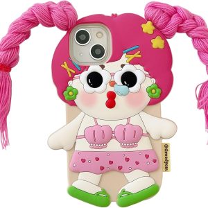 Case for iPhone 11,3D Kawaii Phone Cases Funny Cute Cartoon Girls Have Long Hair Soft Silicone Gel Drop Protection Case Women Girls for iPhone 11