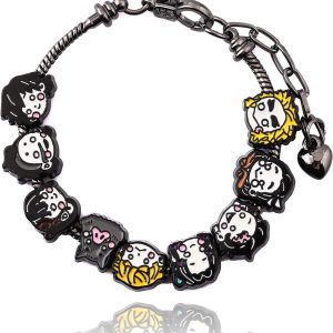 SONGCHANGJEWELRY Anime Slayer Beaded Bracelets Set – Tanjiro, Nezuko & Zenitsu Jewelry – Cosplay Gifts for Fans & Collectors