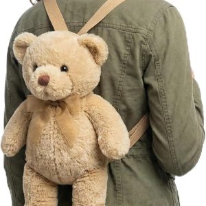 Hillban Women Faux Fur Bear Shaped Backpack Adjustable Straps Cute Plush Shoulder Bag Purse for Adults Mother’s Day Gift