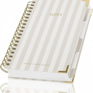 Aesthetic Thick Spiral Notebook With Tabs – Premium Journal For Women Size B5 – College Ruled Note Book With 300 Lined Pages and Dividers – Perfect For Writing And Staying Organized at Work or School